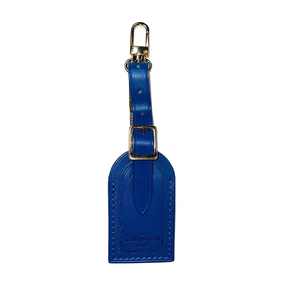 Louis Vuitton Blue Luggage Name Tag Small Gold-tone Buckle Rivet France